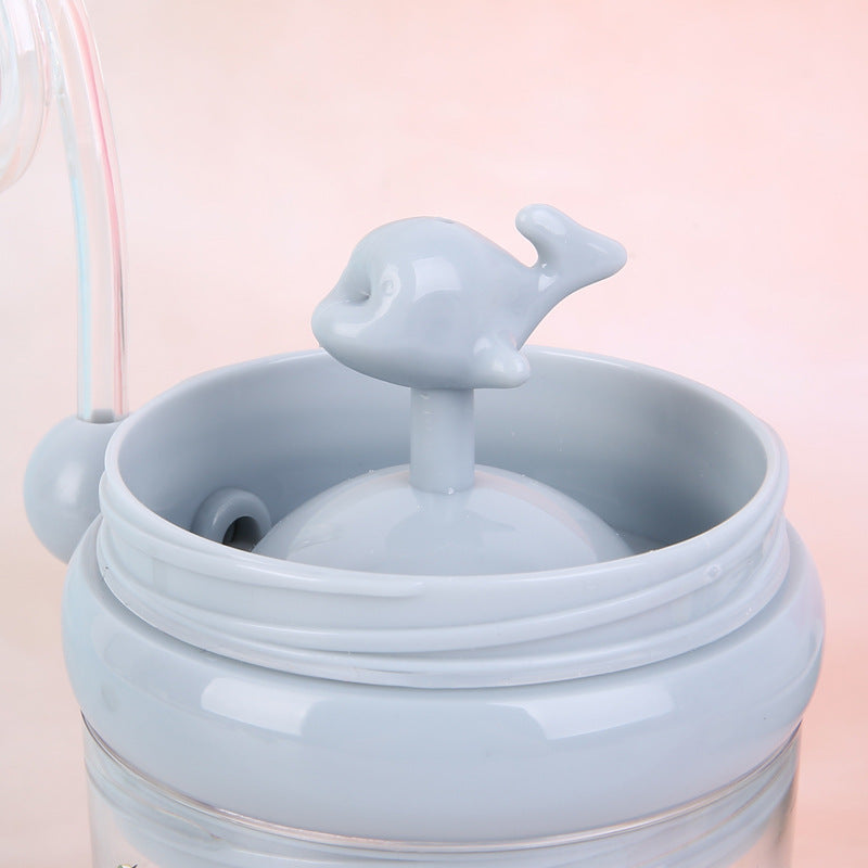 Whale Spouting Water Cup, Cute Fountain Cup For Elementary School Students And Babies, Anti-Fall Plastic Straw Cup For Kindergarten