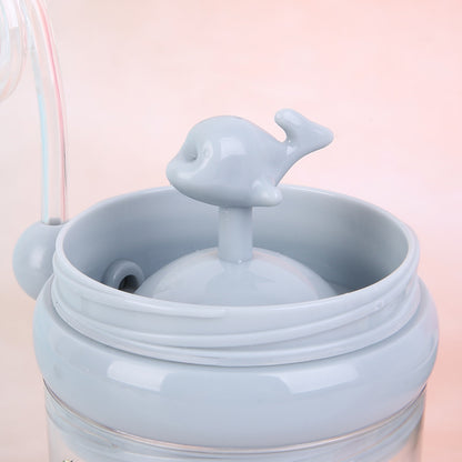 Whale Spouting Water Cup, Cute Fountain Cup For Elementary School Students And Babies, Anti-Fall Plastic Straw Cup For Kindergarten